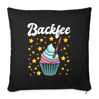 Backfee Hobbybäcker Bäckerin Backen Cupcake Muffin - Sofakissenbezug 45 x 45 cm - Schwarz - Vorne