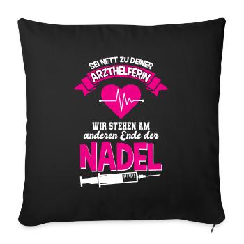 MFA und Arzthelferin Spruch Geschenk - Sofakissenbezug 45 x 45 cm - Schwarz - Vorne