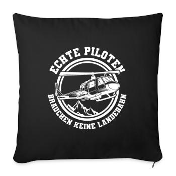 Helikopter Helicopter Hubschrauber Pilot lustig - Sofakissenbezug 45 x 45 cm - Schwarz - Vorne