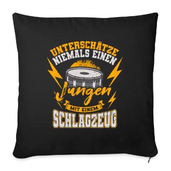 Drummer Junge Schlagzeuger Kinder Schlagzeug - Sofakissenbezug 45 x 45 cm - Schwarz - Vorne