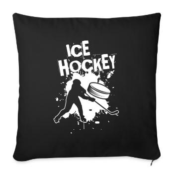 Cadeau de rondelle de joueur de hockey sur glace - Housse de coussin décorative 45 x 45 cm - noir - Devant