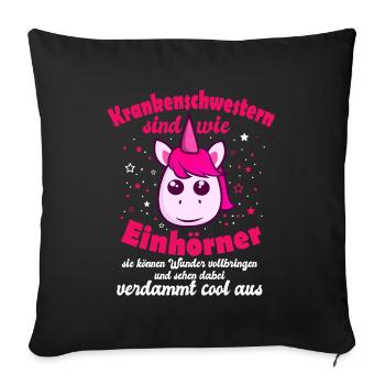 Lustiger Krankenschwester Spruch Einhorn Geschenki - Sofakissenbezug 45 x 45 cm - Schwarz - Vorne