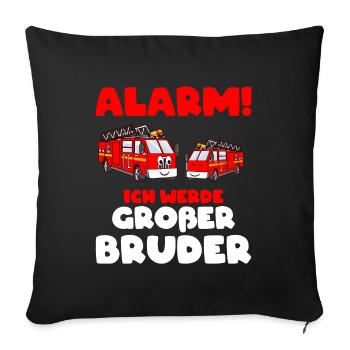 Ich werde großer Bruder 2020 Shirt Feuerwehrauto - Sofakissenbezug 45 x 45 cm - Schwarz - Vorne