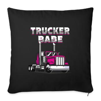 Trucker Babe LKW Fahrerin Truckerin Frauen - Sofakissenbezug 45 x 45 cm - Schwarz - Vorne