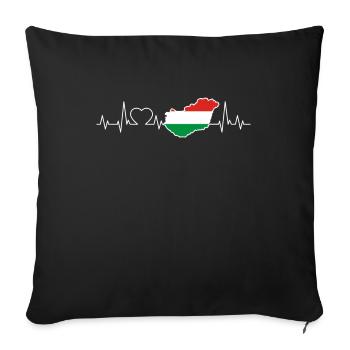 Hongrie Drapeau Battement de Coeur Dames Enfants - Housse de coussin décorative 45 x 45 cm - noir - Devant