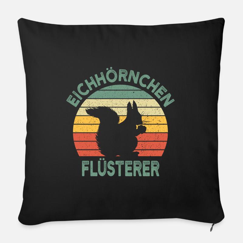 Eichhörnchen Flüsterer Vintage lustig Geschenk - Sofakissenbezug 45 x 45 cm - Schwarz