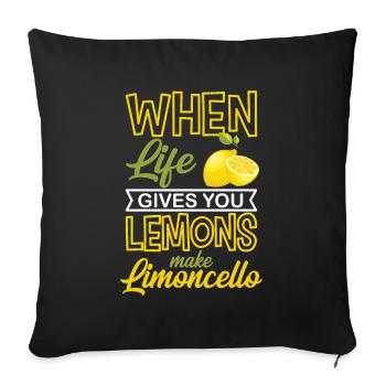 Limoncello lustiger Spruch Geschenk - Sofakissenbezug 45 x 45 cm - Schwarz - Vorne