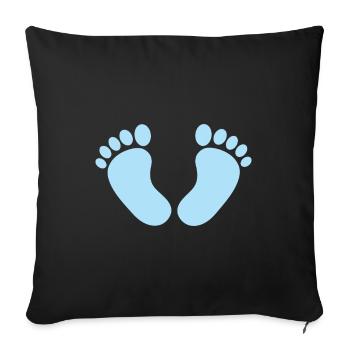Bébé Pieds - Baby Feet bleu - Housse de coussin décorative 45 x 45 cm - noir - Devant