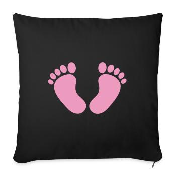 Bébé Pieds - Bébé Feet rose - Housse de coussin décorative 45 x 45 cm - noir - Devant