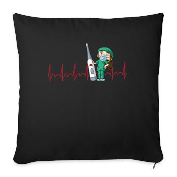 Krankenschwester Krankenpflegerin Pflegerin EKG - Sofakissenbezug 45 x 45 cm - Schwarz - Vorne
