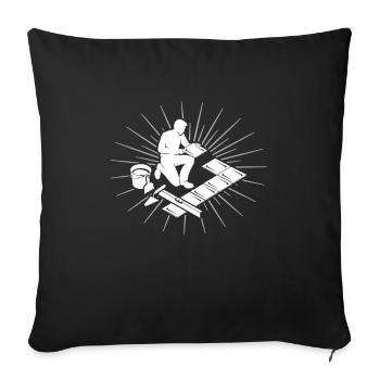Carrelage Couches de dalles Pose de carreaux - Housse de coussin décorative 45 x 45 cm - noir - Devant