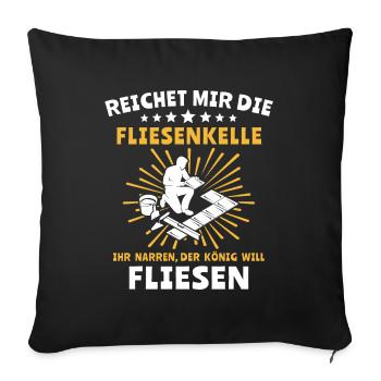 Fliesenleger Sprüche Fliesen - Sofakissenbezug 45 x 45 cm - Schwarz - Vorne
