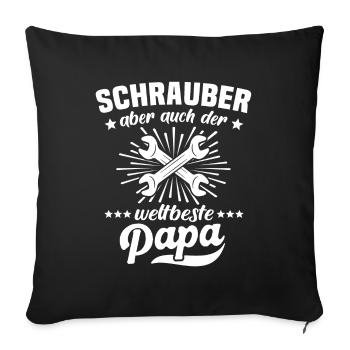 Schrauber Papa Schrauben Autoschrauber - Sofakissenbezug 45 x 45 cm - Schwarz - Vorne
