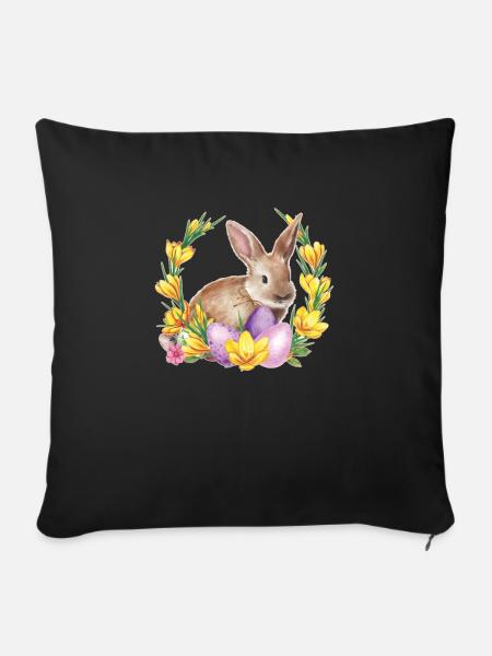 Ostern Osterhase Frohe Ostern - Sofakissenbezug 45 x 45 cm - Schwarz