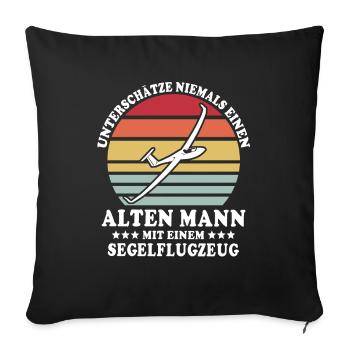 Segelfliegen Segelflug Segelflugzeug Fliegen - Sofakissenbezug 45 x 45 cm - Schwarz - Vorne