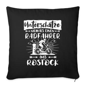 Rostock Fahrrad Rostocker Radfahrer - Sofakissenbezug 45 x 45 cm - Schwarz - Vorne