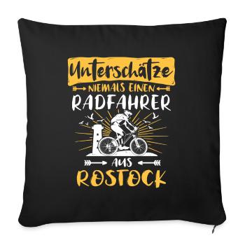 Rostock Fahrrad Rostocker Radfahrer - Sofakissenbezug 45 x 45 cm - Schwarz - Vorne