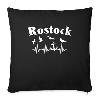 Rostock EKG Herzlinie Rostocker - Sofakissenbezug 45 x 45 cm - Schwarz - Vorne