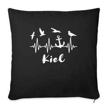 Kiel EKG Kieler Herzlinie - Sofakissenbezug 45 x 45 cm - Schwarz - Vorne