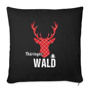 Thüringer Wald Hirsch - Sofakissenbezug 45 x 45 cm - Schwarz - Vorne