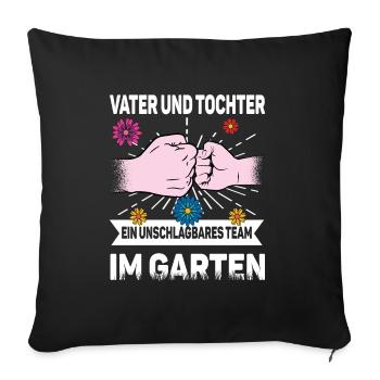 Vater Tochter Garten - Sofakissenbezug 45 x 45 cm - Schwarz - Vorne