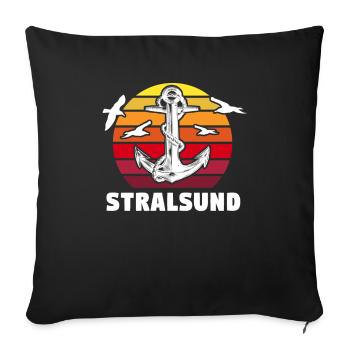 Stralsund Souvenir Ostsee Urlaub - Sofakissenbezug 45 x 45 cm - Schwarz - Vorne