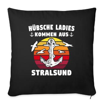 Urlaub Stralsund Sprüche - Sofakissenbezug 45 x 45 cm - Schwarz - Vorne