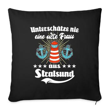 Stralsund Ostsee Urlaub - Sofakissenbezug 45 x 45 cm - Schwarz - Vorne