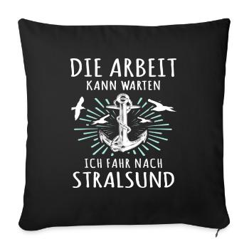 Stralsund Ostsee Urlaub - Sofakissenbezug 45 x 45 cm - Schwarz - Vorne