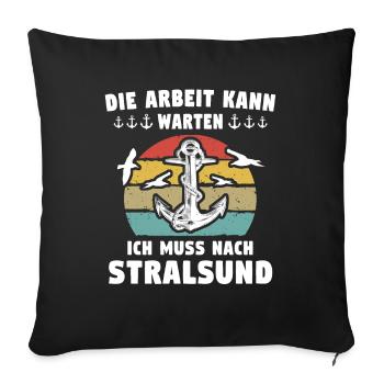 Stralsund Ostsee Urlaub - Sofakissenbezug 45 x 45 cm - Schwarz - Vorne
