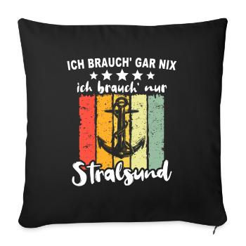 Urlaub Stralsund Ostsee - Sofakissenbezug 45 x 45 cm - Schwarz - Vorne
