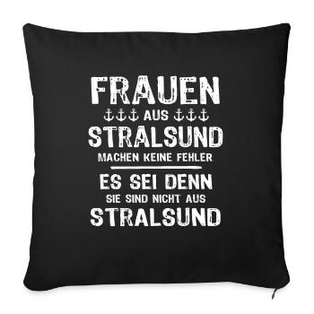 Urlaub Stralsund Ostsee - Sofakissenbezug 45 x 45 cm - Schwarz - Vorne