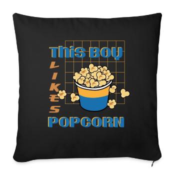 Junge mag Popcorn Delicious Popcorn Esser - Sofakissenbezug 45 x 45 cm - Schwarz - Vorne