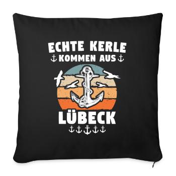 Lübeck Sprüche Hansestadt Luebeck - Sofakissenbezug 45 x 45 cm - Schwarz - Vorne