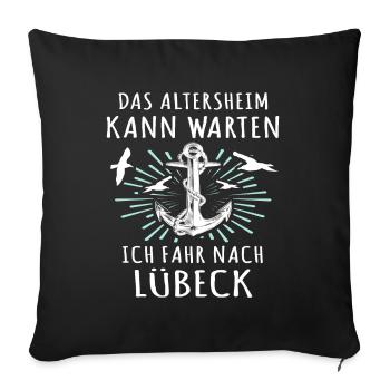 Lübeck Sprüche Hansestadt Luebeck - Sofakissenbezug 45 x 45 cm - Schwarz - Vorne