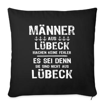 Lübeck Sprüche Hansestadt Luebeck - Sofakissenbezug 45 x 45 cm - Schwarz - Vorne