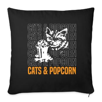 Cats and Popcorn Movies Mignon Kitty et Popcorn - Housse de coussin décorative 45 x 45 cm - noir - Devant