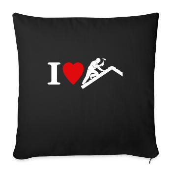 Couvreur Amour J’aime Toiture - Housse de coussin décorative 45 x 45 cm - noir - Devant