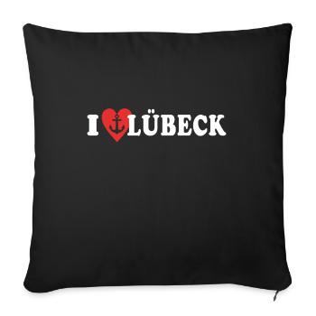 I Love Lübeck Liebe - Sofa pillowcase 17,3'' x 17,3'' (45 x 45 cm) - black - Front