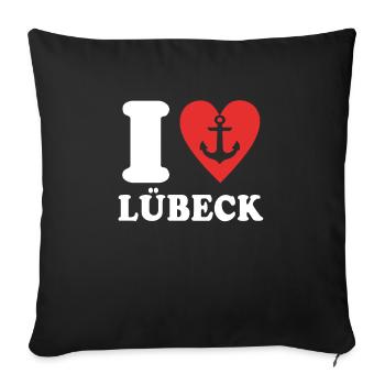 I Love Lübeck Liebe - Sofa pillowcase 17,3'' x 17,3'' (45 x 45 cm) - black - Front