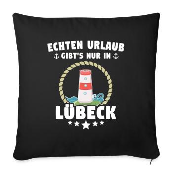 Lübeck Sprüche Hansestadt Luebeck - Sofakissenbezug 45 x 45 cm - Schwarz - Vorne