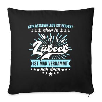 Lübeck Sprüche Hansestadt Luebeck - Sofakissenbezug 45 x 45 cm - Schwarz - Vorne