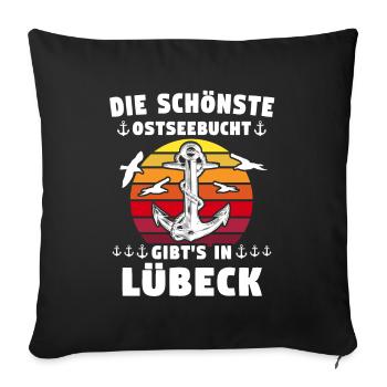 Lübeck Sprüche Hansestadt Luebeck - Sofakissenbezug 45 x 45 cm - Schwarz - Vorne