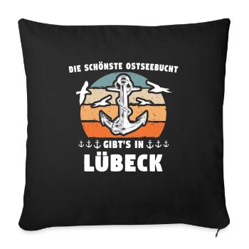 Lübeck Sprüche Hansestadt Luebeck - Sofakissenbezug 45 x 45 cm - Schwarz - Vorne