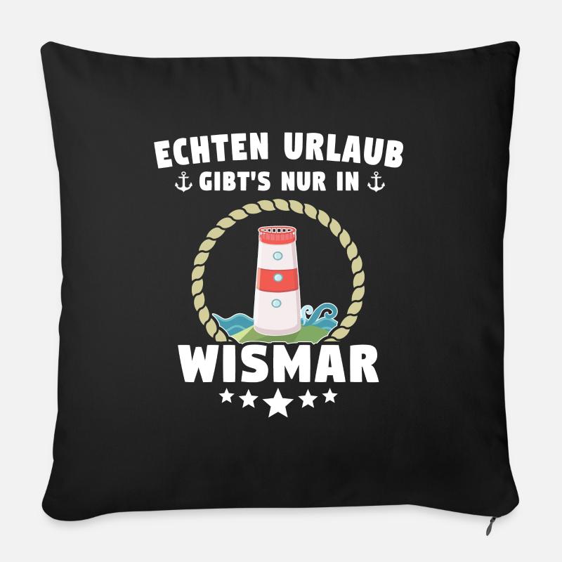 Wismar Ostsee Wismarer Urlaub - Sofakissenbezug 45 x 45 cm - Schwarz