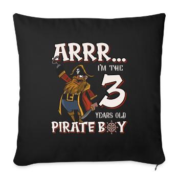 Pirate Boy 3 year old pirate 3rd birthday - Sofa pillowcase 17,3'' x 17,3'' (45 x 45 cm) - black - Front