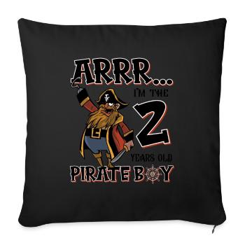 Pirate Boy 2 ans pirate 2ème anniversaire - Housse de coussin décorative 45 x 45 cm - noir - Devant