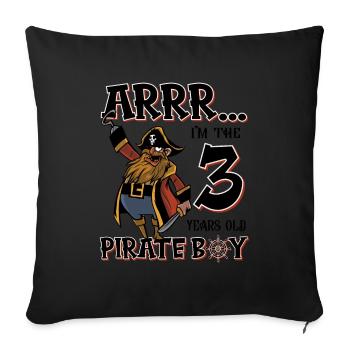 Pirate Boy 3 ans pirate 3ème anniversaire - Housse de coussin décorative 45 x 45 cm - noir - Devant