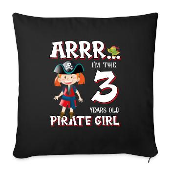 Pirate Boy 3 ans pirate 3ème anniversaire - Housse de coussin décorative 45 x 45 cm - noir - Devant