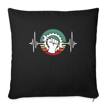 Machinist ECG Machine Operator HeartLine - Sofa pillowcase 17,3'' x 17,3'' (45 x 45 cm) - black - Front